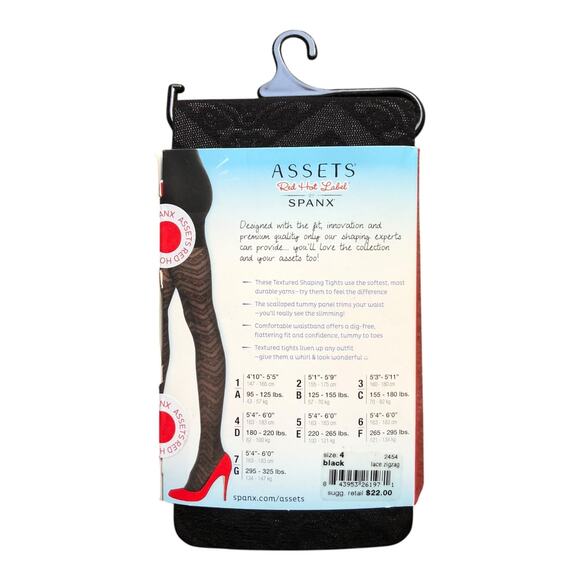 Set of 2 Spanx Assets Red Hot Label Shaping Tights Black Lace Zigzag Size 4 New - Picture 4 of 12